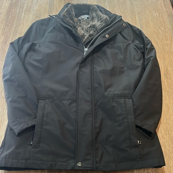 Marc New York Black Jacket Removable Faux Fur Lining Mens medium Double Zip - Picture 1 of 14